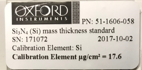 The Si3N4 reference sample supplied by Oxford Instruments