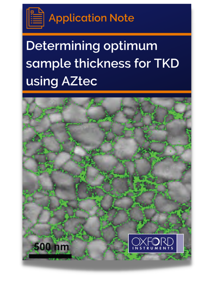 Determining optimum sample thickness for TKD using AZtec