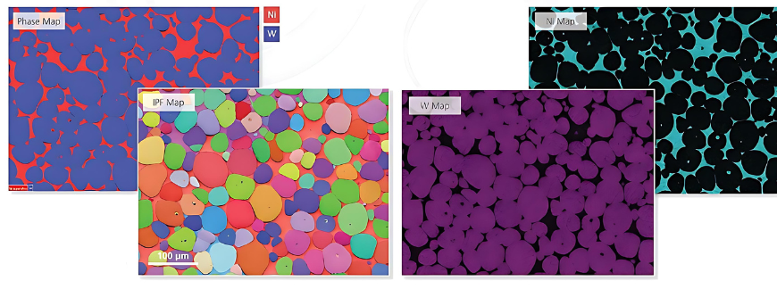 EDS and EBSD maps from a tungsten alloy