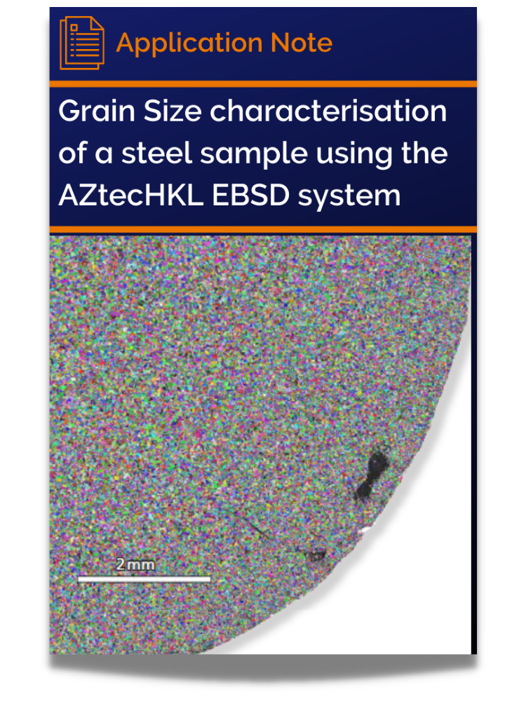 Grain Size characterisation of a steel sample using the AZtecHKL EBSD system