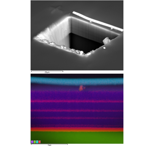 Unity BEX EDS map of GaN/AlGaN layer structure in a semiconductor sample prepared with FIB-SEM, 