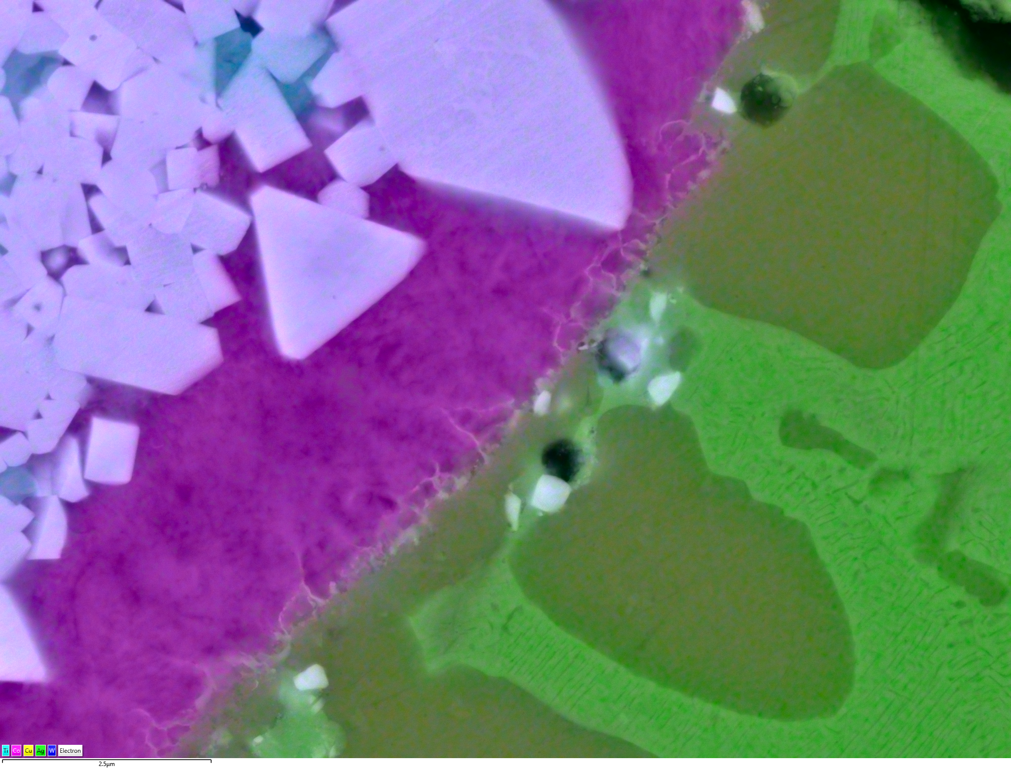 Analysis of a dissimilar metal blaze joint (WC, Ti, Co, Ag, Cu)