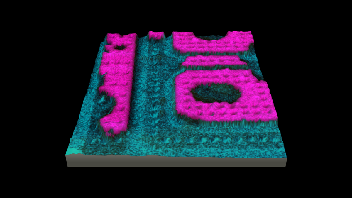 Circuit board AFM topography 3D display in Relate