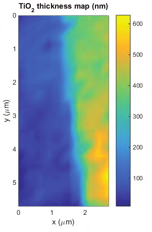 Fig. 3. TiO2 and Ga thickness maps