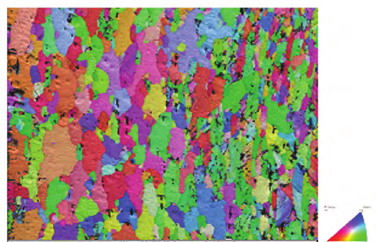Fig. 5a: EBSD IPF coloured map before heating