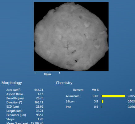 Fig. 6a – BSE image showing all particles appearing to have the same grey level