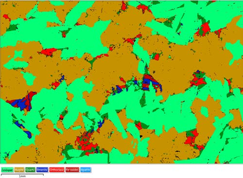 Classified montaged AZtecFeature image showing grain phases
